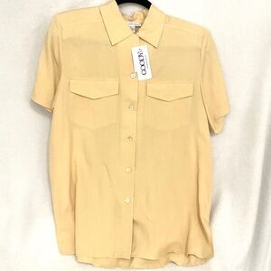 NWT VINTAGE ANNA & FRANK 100% SILK SHORT SLEEVE OFFICE WORK BLOUSE SIZE SMALL